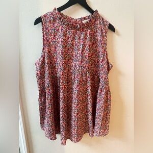 NWT Betsey’s Boutique sleeveless blouse, red floral, size XL